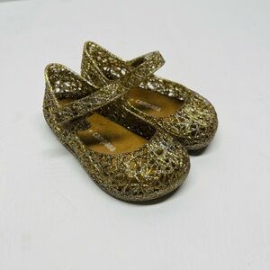 Mini Melissa campana baby girl shoes size 6 gold